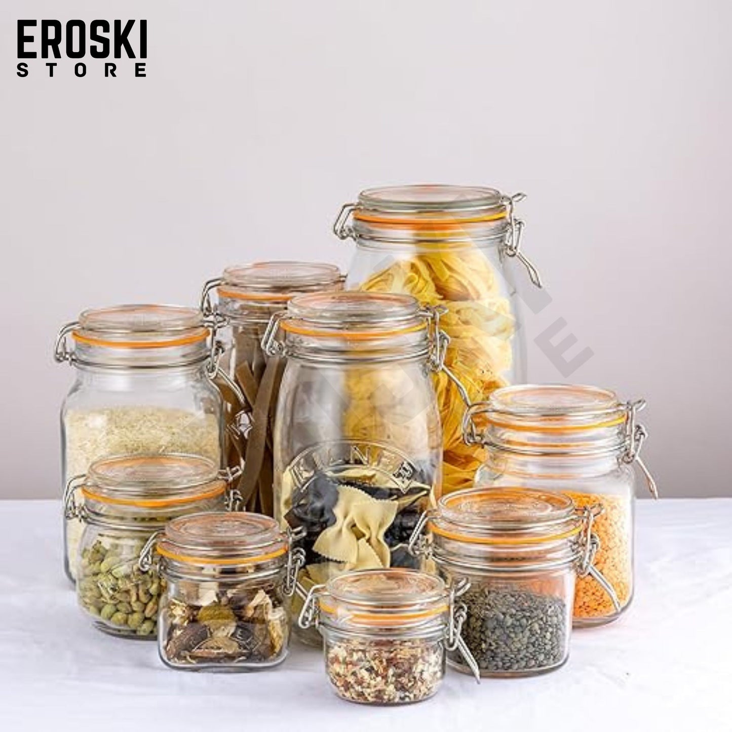 Argon Tableware Glass Jar with Airtight Metal Clip Lid