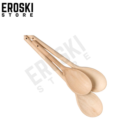 Set of 3 x 12" (300mm) Beech wood Wooden Spoon with Corner